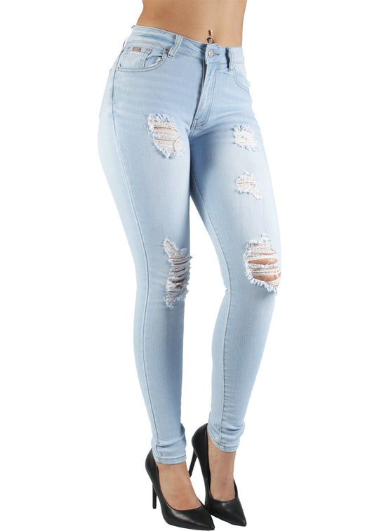 Classic Mid Waist Ripped Distressed Skinny Jeans (XA715)